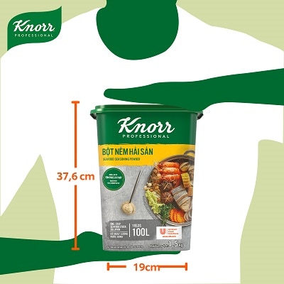 Knorr Bột Nêm Hải Sản 1.5kg - Knorr Bột Nêm Hải Sản làm từ tôm cá và hải sản tự nhiên giúp tăng hương vị hải sản đậm đà và hấp dẫn hơn cho các món ăn hải sản.
